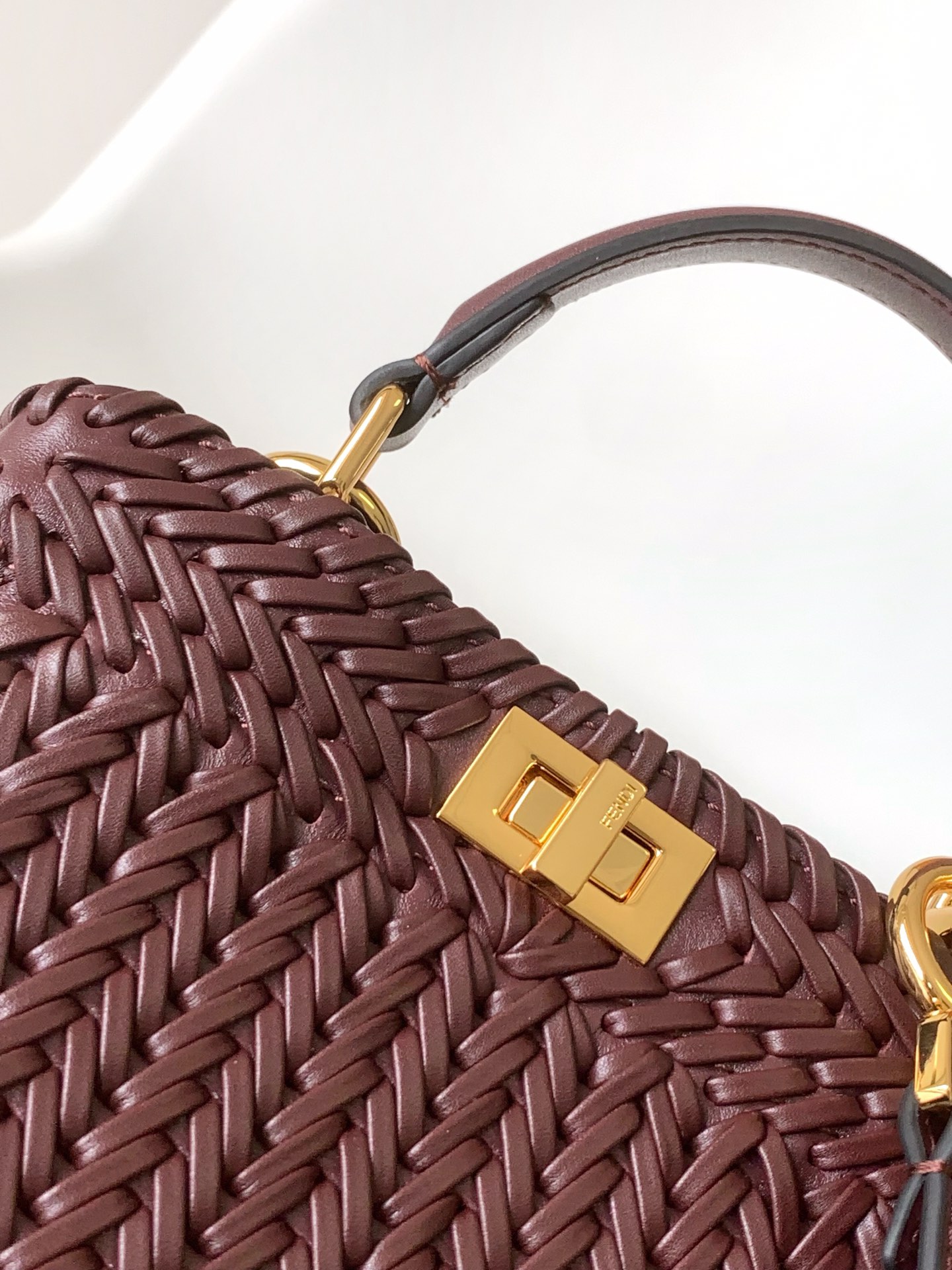 Fendi Peekaboo ISeeU Petite claret Interlace Leather Bag